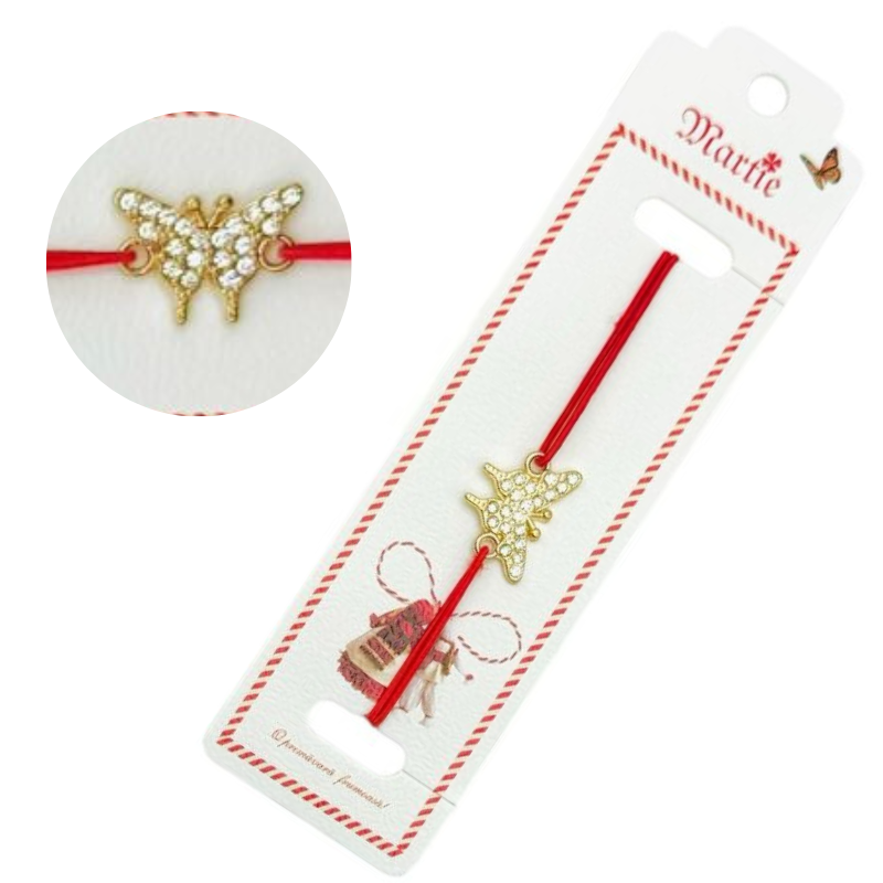 Bratara Martisor, Fluturas Gingas, snur rosu elastic, model 2025 [1]