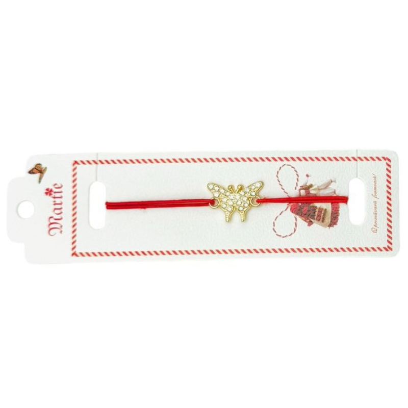 Bratara Martisor, Fluturas Gingas, snur rosu elastic, model 2025 [2]