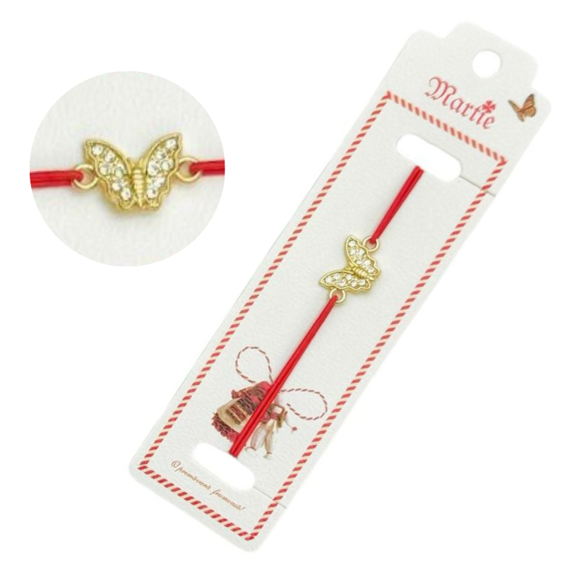 Bratara Martisor, Fluture Dragalas, snur rosu elastic, model 2025 [1]