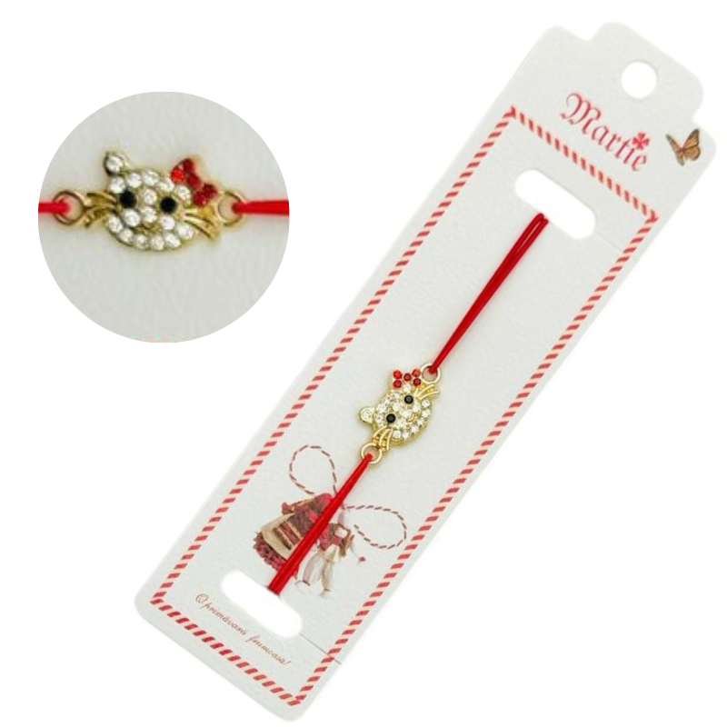 Bratara Martisor, Pisicuta Simpatica, snur rosu elastic, model 2025 [1]