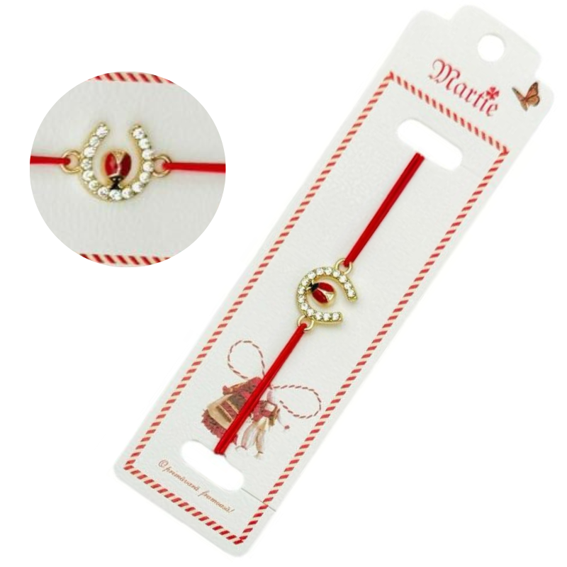 Bratara Martisor, Potcoava Norocoasa, snur rosu elastic, model 2025 [1]