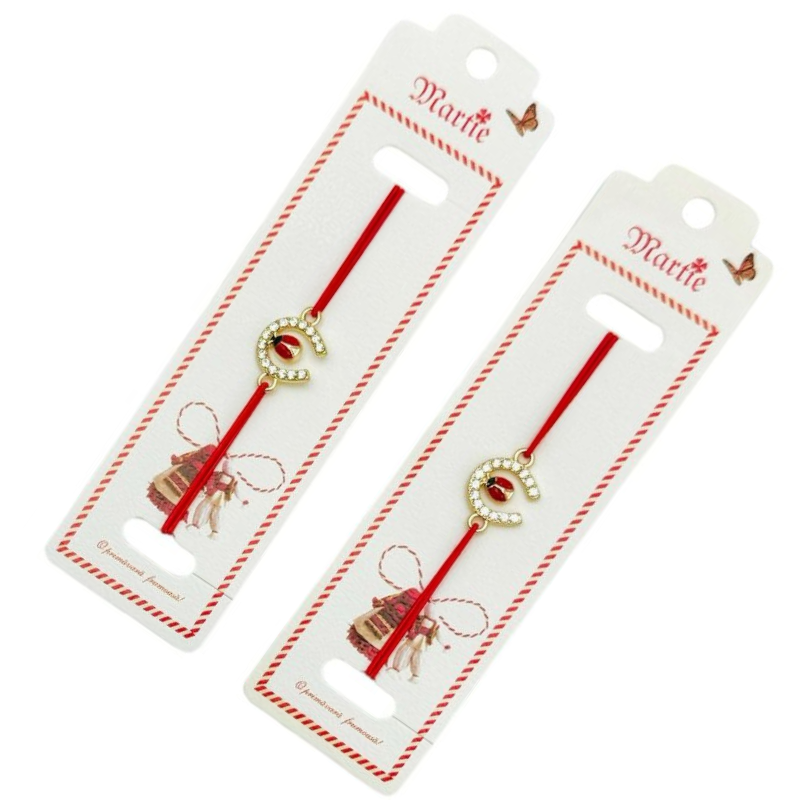 Bratara Martisor, Potcoava Norocoasa, snur rosu elastic, model 2025 [3]