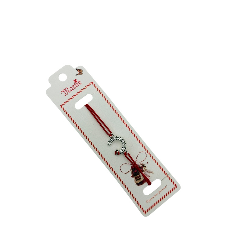 Bratara Martisor, Potcoava Norocoasa, snur rosu elastic, model 2025 [2]