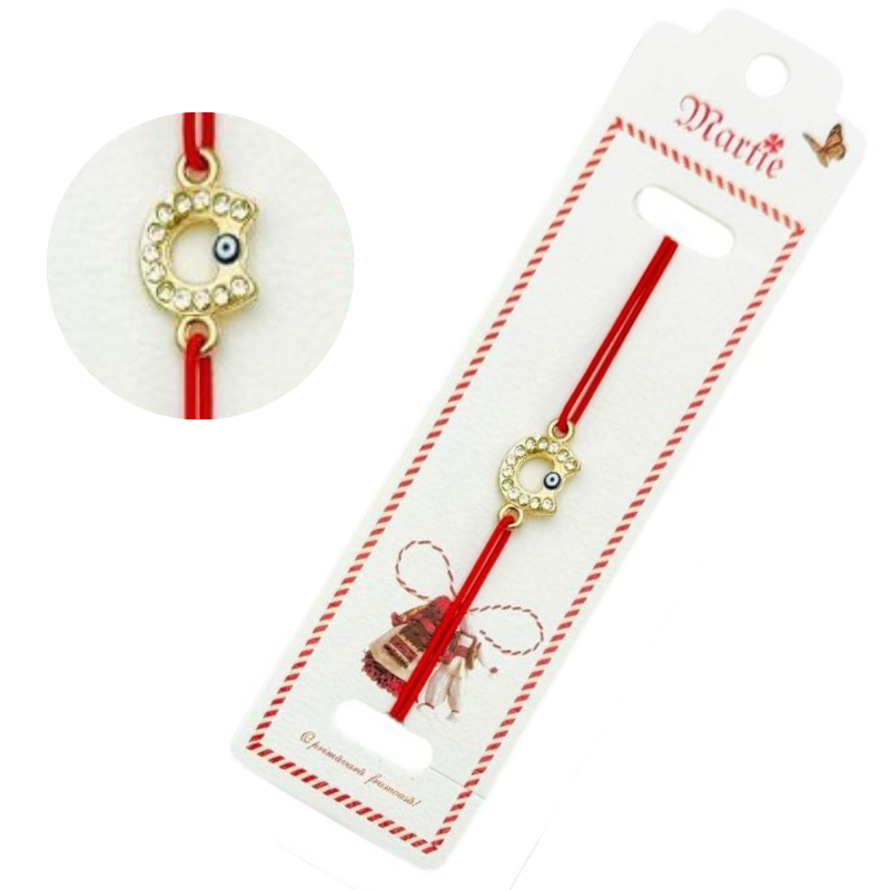 Bratara Martisor, Potcoava Norocoasa, snur rosu elastic, model 2025 [1]