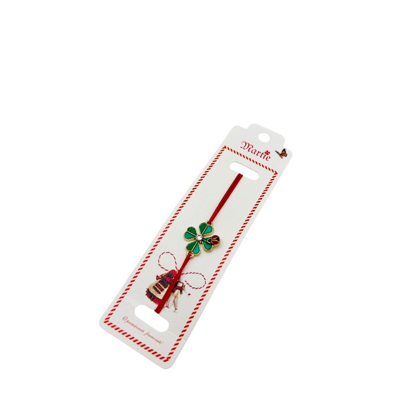 Bratara Martisor, Trifoi Norocos, snur rosu elastic, model 2025 [2]