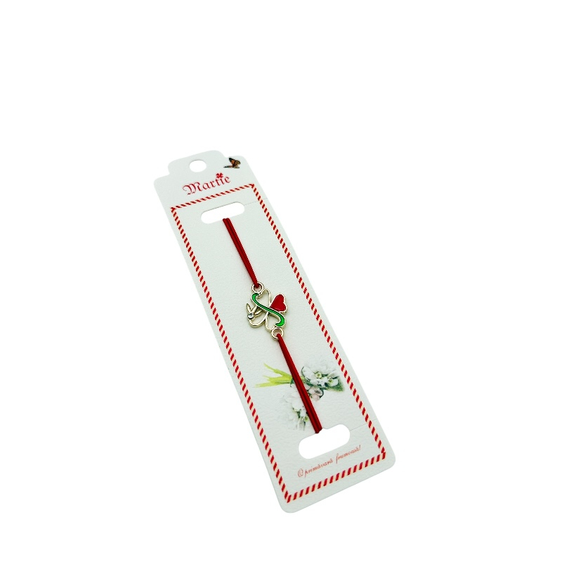 Bratara Martisor, Trifoi Norocos, snur rosu elastic, model 2025 [1]