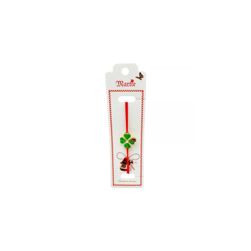 Bratara Martisor, Trifoi Norocos, snur rosu elastic, model 2025 [1]