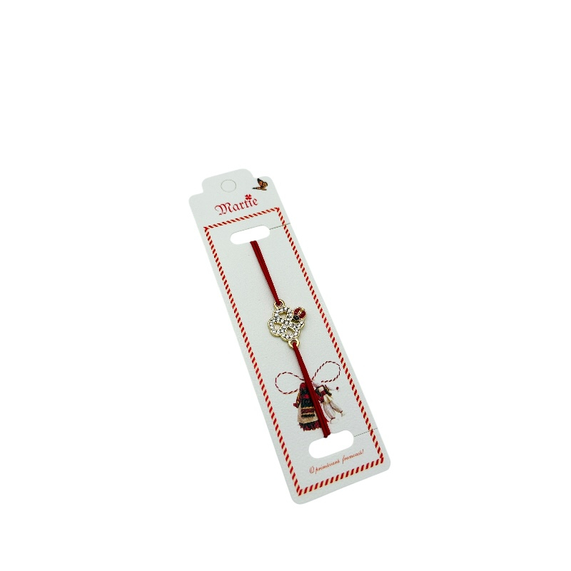 Bratara Martisor, Trifoi Norocos, snur rosu elastic, model 2025 [3]