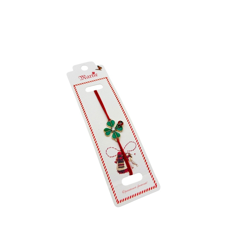 Bratara Martisor, Trifoi Norocos, snur rosu elastic, model 2025 [3]