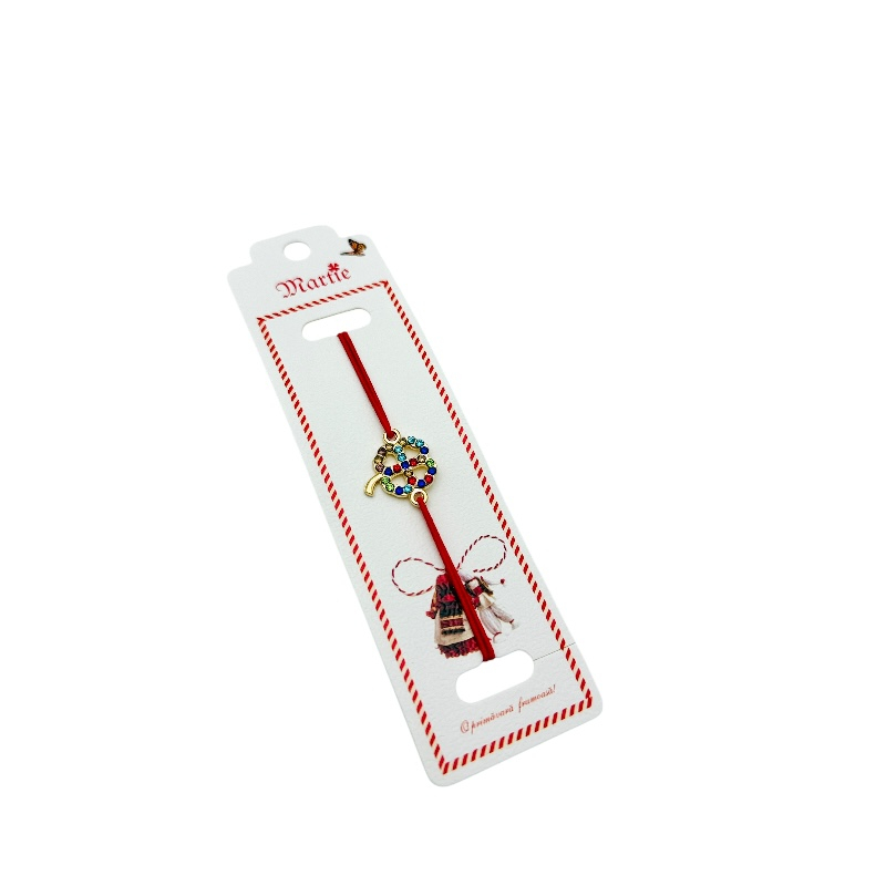 Bratara Martisor, Trifoi Norocos, snur rosu elastic, model 2025 [3]