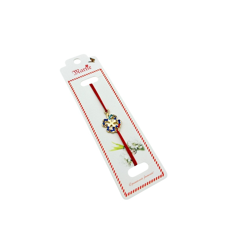 Bratara Martisor, Trifoi Norocos, snur rosu elastic, model 2025 [2]