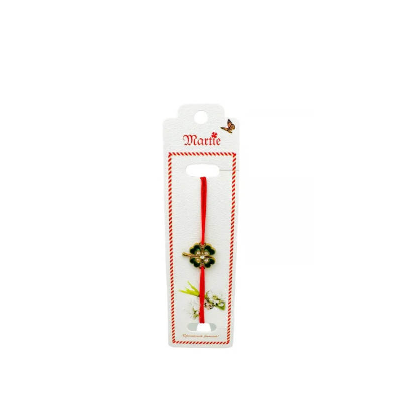 Bratara Martisor, Trifoi Norocos, snur rosu elastic, model 2025 [3]