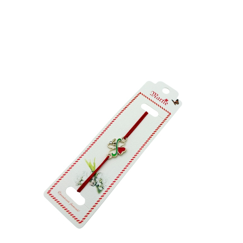 Bratara Martisor, Trifoi Norocos, snur rosu elastic, model 2025 [3]