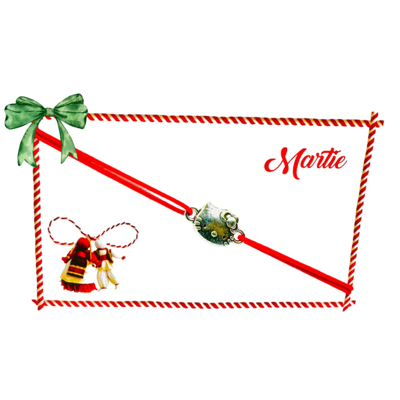 Set de 5 bratari reglabile Martisor, cu snur elastic si pandantiv Pisicuta Dragalasa – model 2025 [2]
