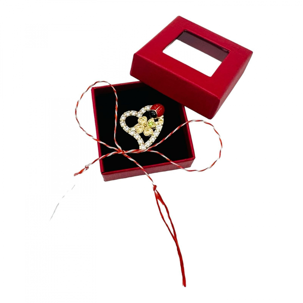 Brosa Martisor in cutiuta cu fereastra, 5×5cm, Inimioara, model 2025 [1]
