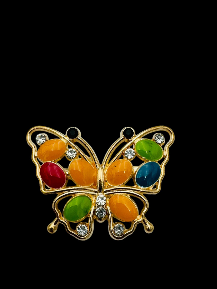 Set 10 Brosa Martisor marime mare, Fluture cu strasuri multicolor, editie 2025, 6×5cm [1]