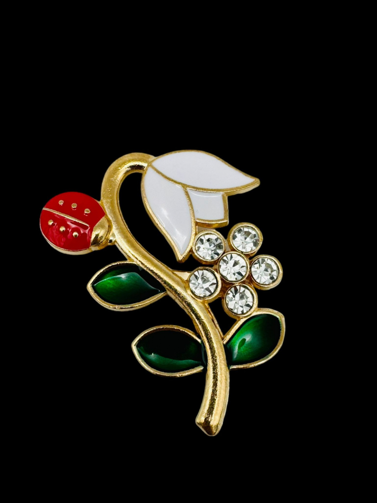 Set 10 Brosa Martisor marime mare, Ghiocel cu Buburuza, editie 2025, 6×5cm, [1]
