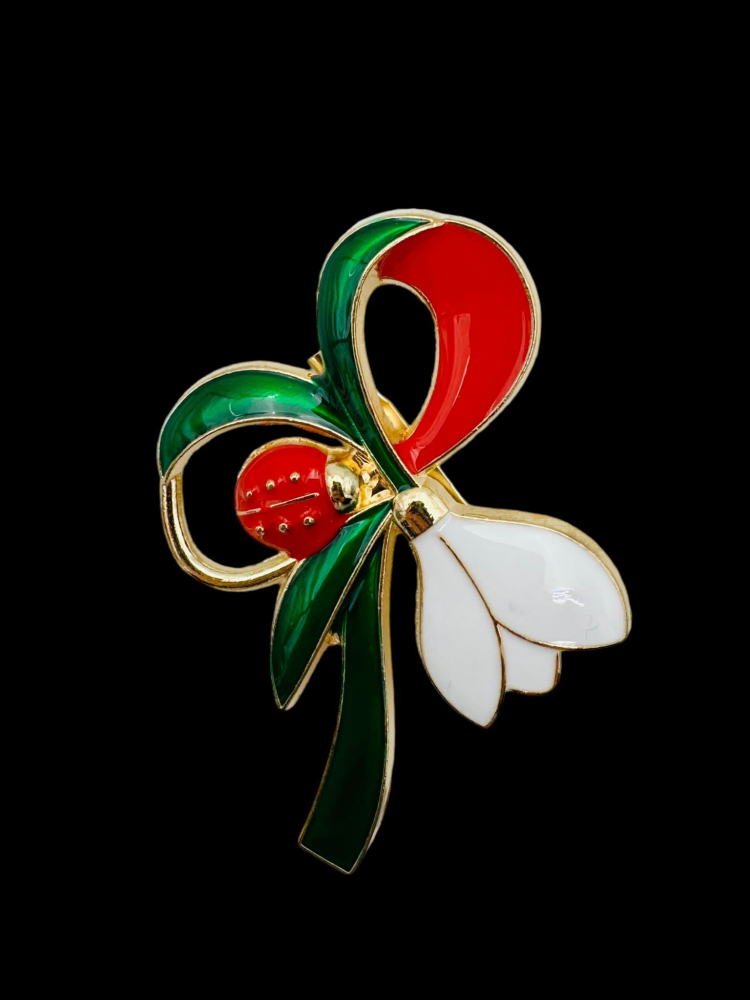 Set 10 Brosa Martisor, marime mare, Ghiocel cu Buburuza, editie 2025, 6×5cm [1]