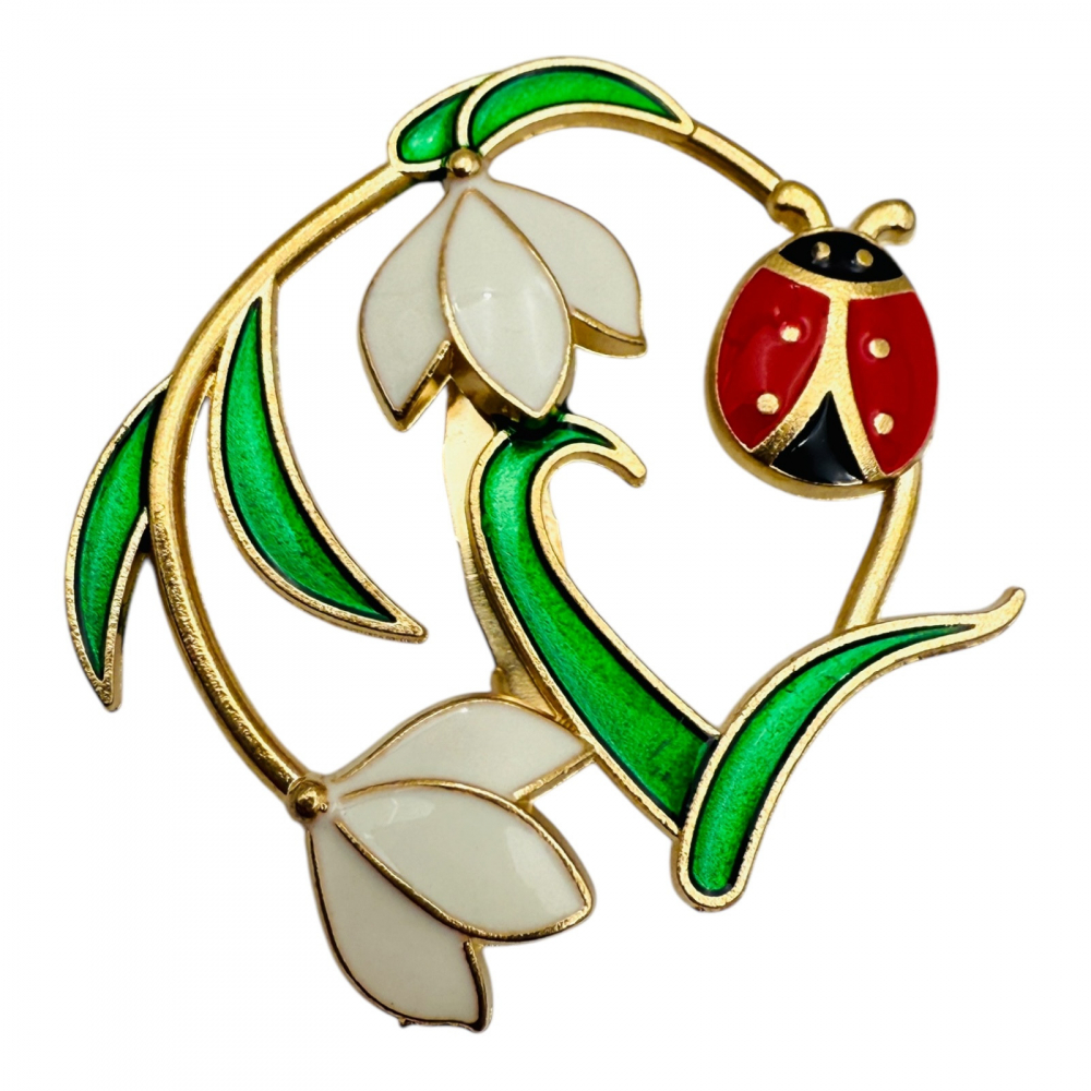 Set 10 Brosa Martisor  marime medie, aranjament floral cu buburuza, ediție 2025, 4x3.5 cm [1]