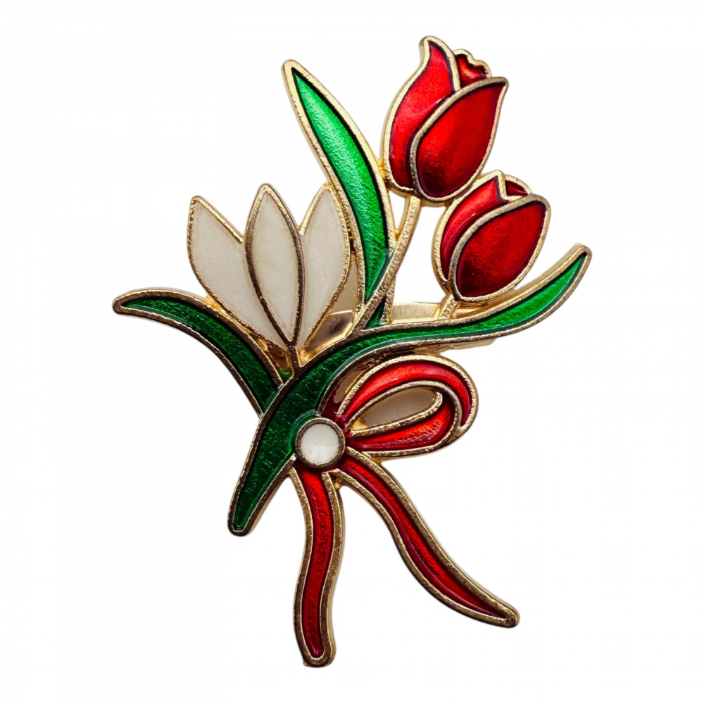 Set 10 Brosa Martisor, marime medie,buchetel de primavara , ediție 2025, 4.5x3.5 cm [1]