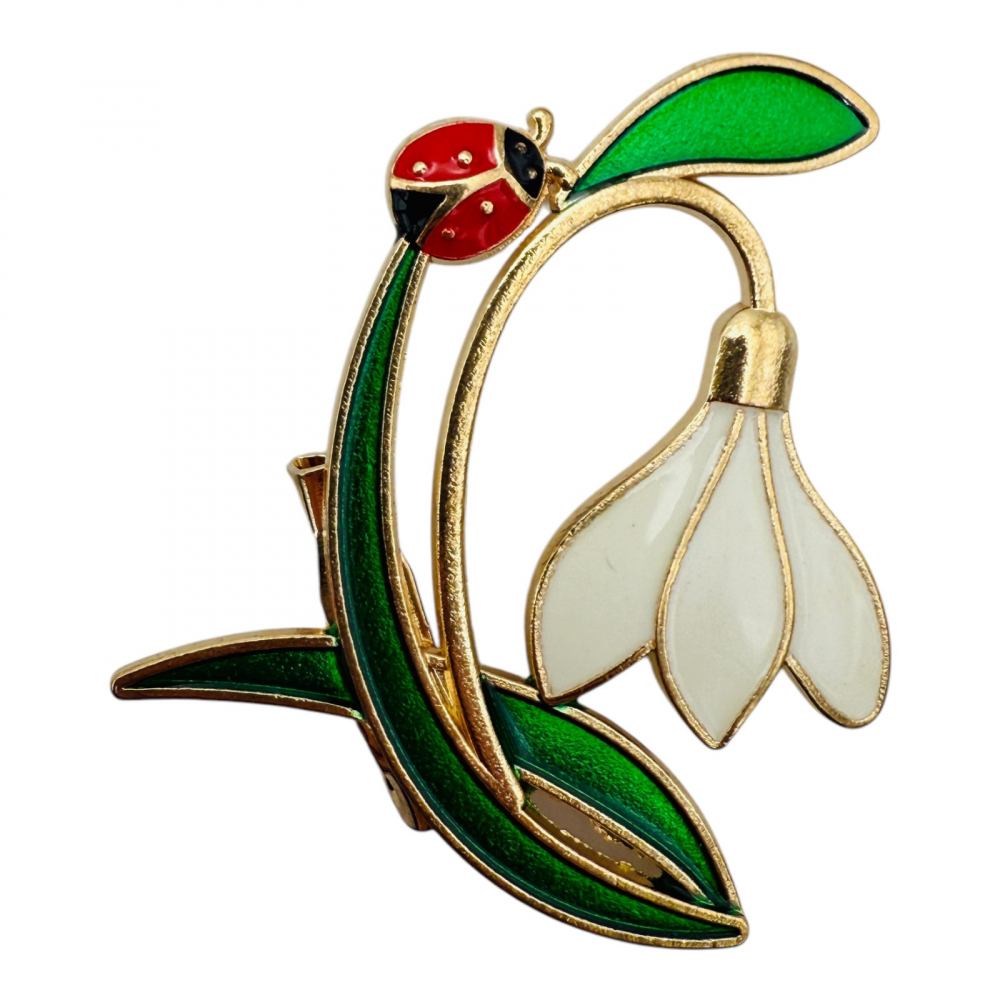 Set 10 Brosa Martisor marime medie, ghiocel cu buburuza, ediție 2025, 4.5x3.5 cm [1]