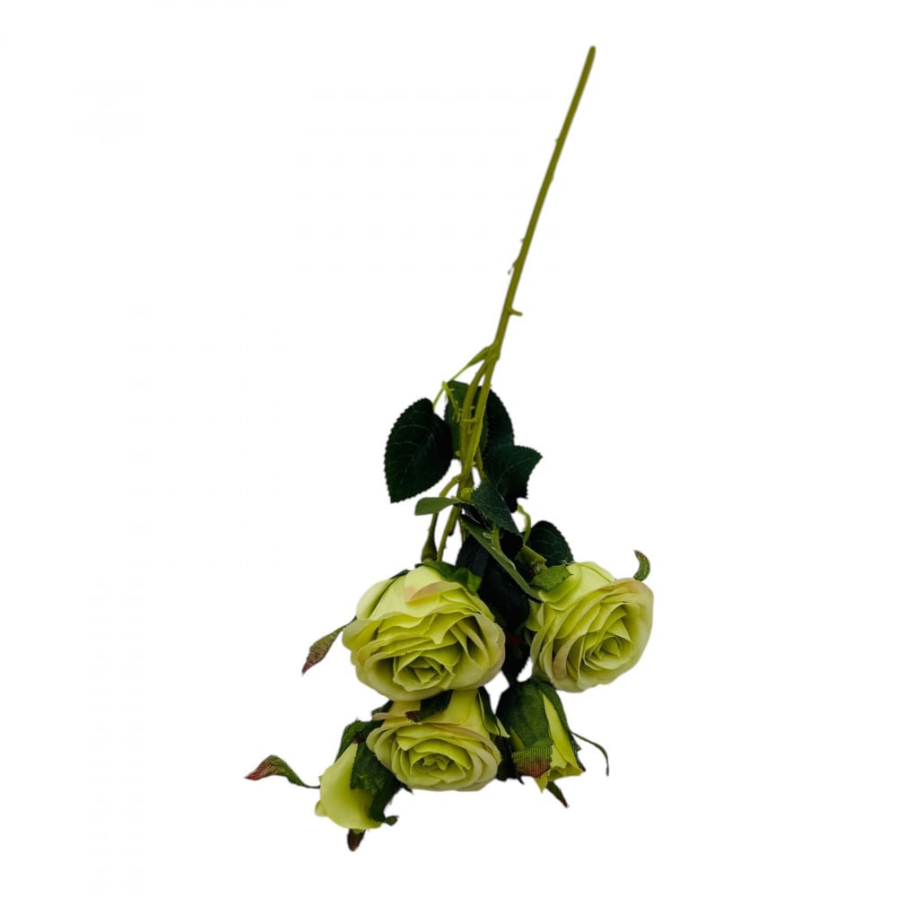 Buchet artificial elegant cu 3 trandafiri si 2 boboci, 44cm, un singur fir, calitate superioara, verde [1]