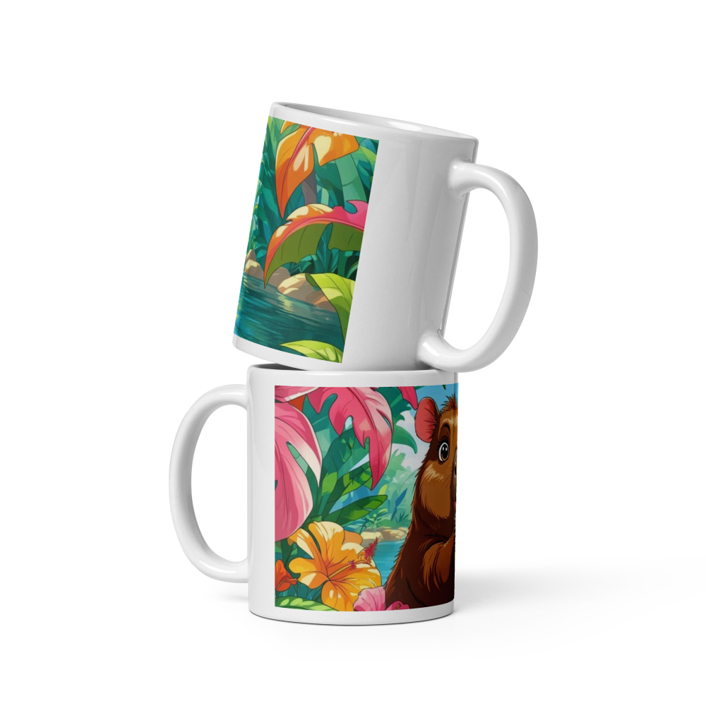 Cana ceramica 330 ml cu model Capibara si buble tea in jungla [10]