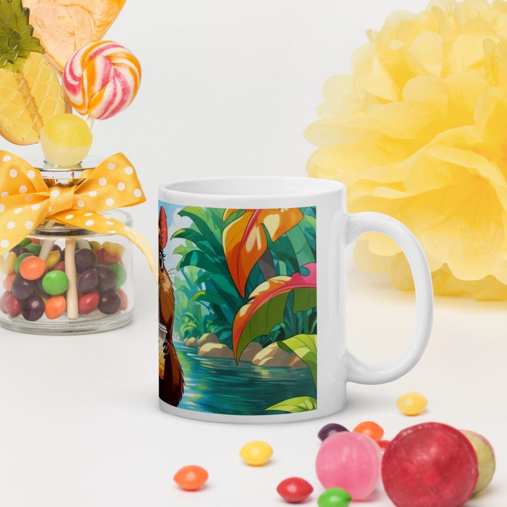 Cana ceramica 330 ml cu model Capibara si buble tea in jungla [5]