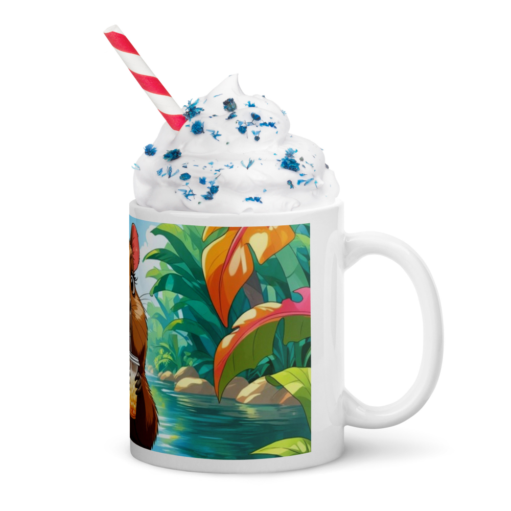 Cana ceramica 330 ml cu model Capibara si buble tea in jungla [7]
