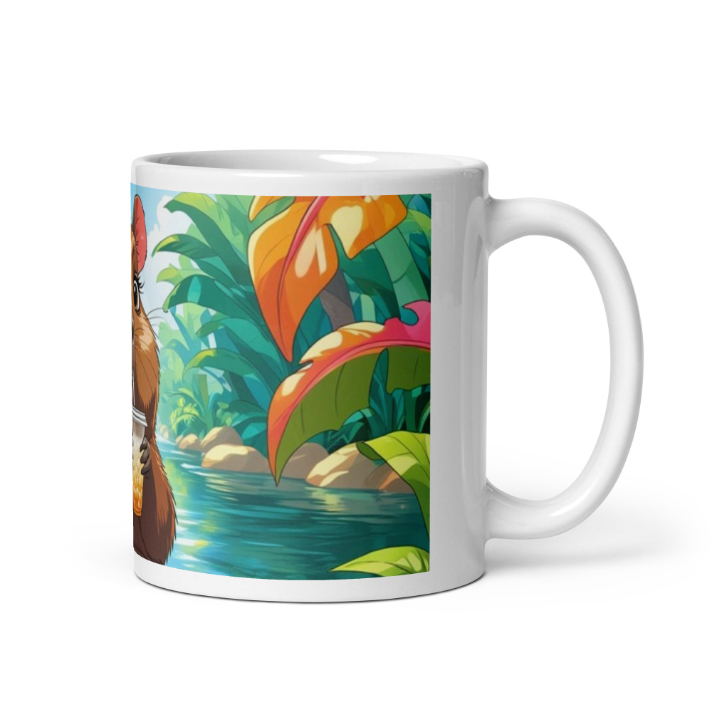 Cana ceramica 330 ml cu model Capibara si buble tea in jungla [9]