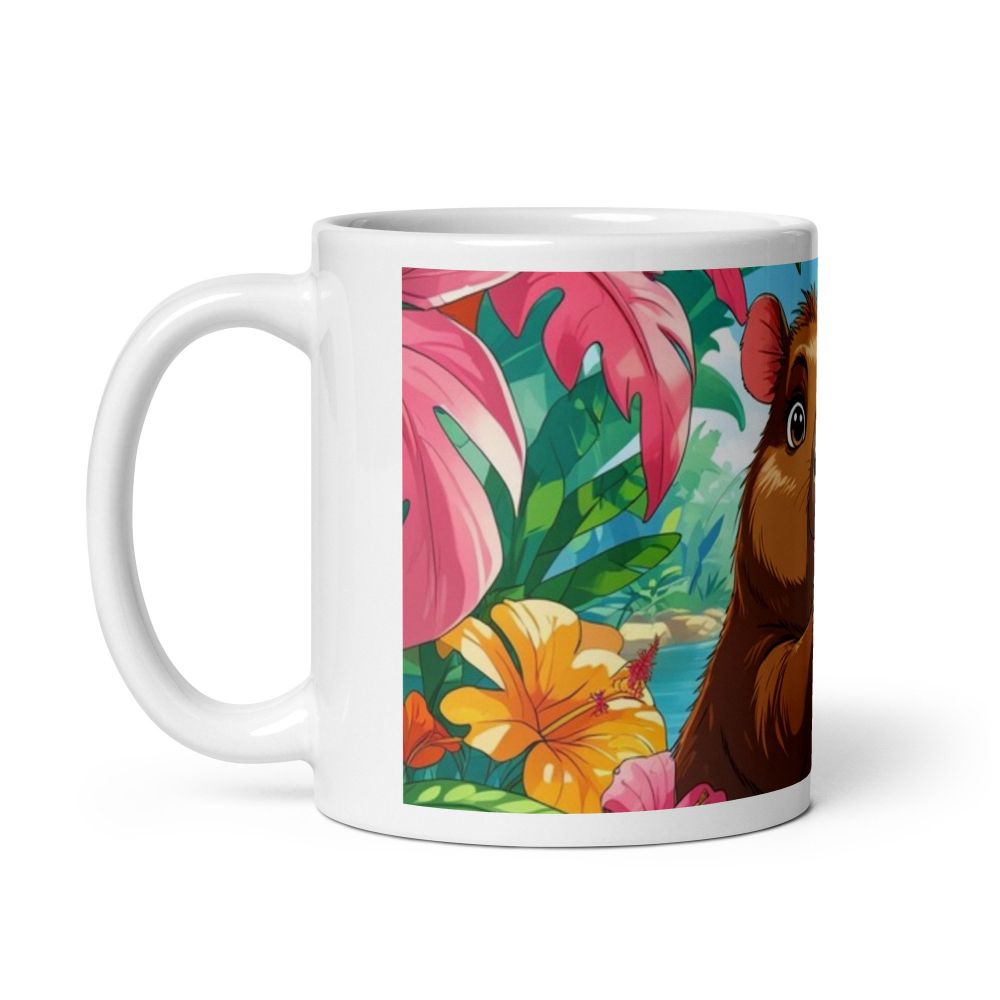 Cana ceramica 330 ml cu model Capibara si buble tea in jungla [8]
