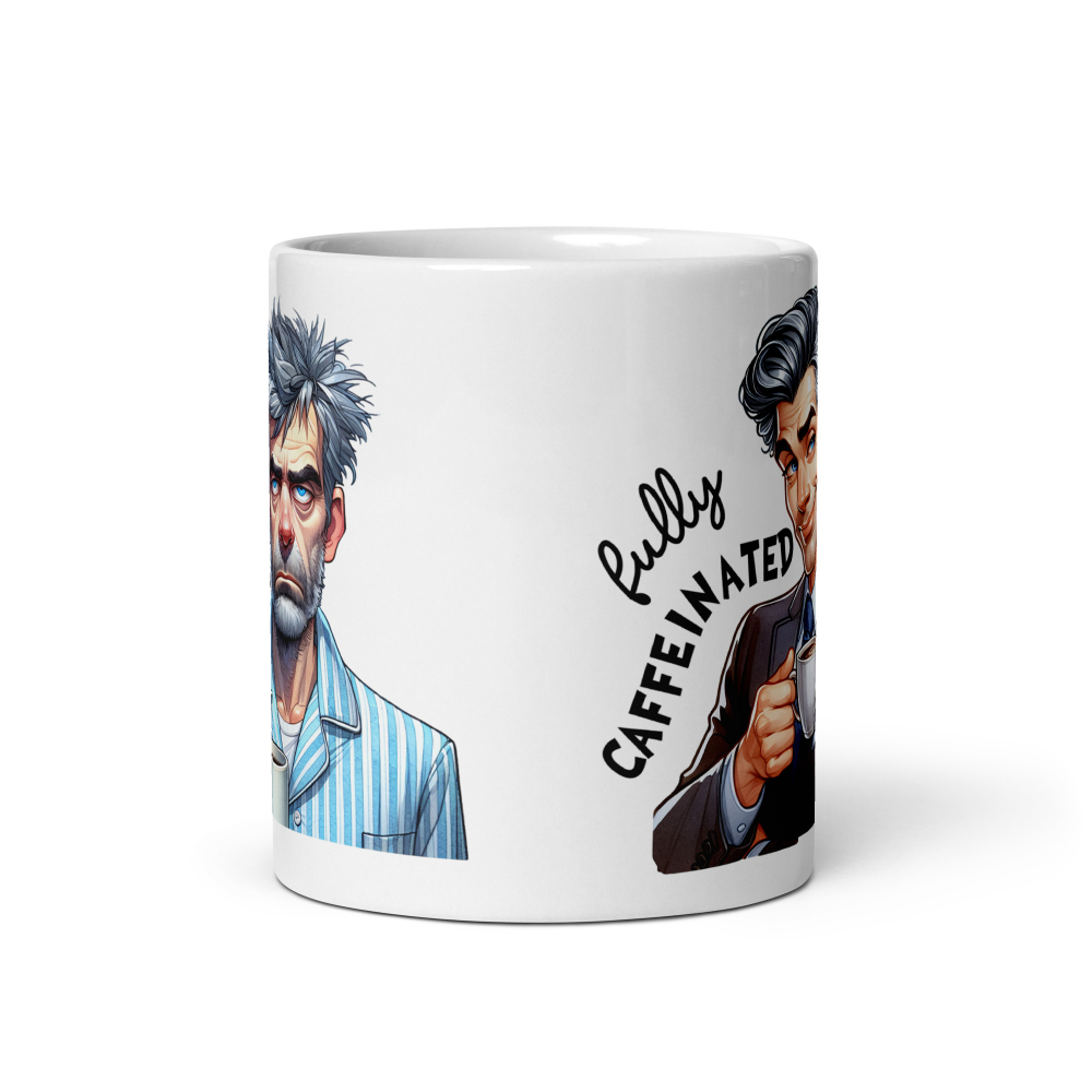 Cana cu Doua Fete, 330 ml, ceramica – Starea sincera dinainte și de după cafea,  [6]