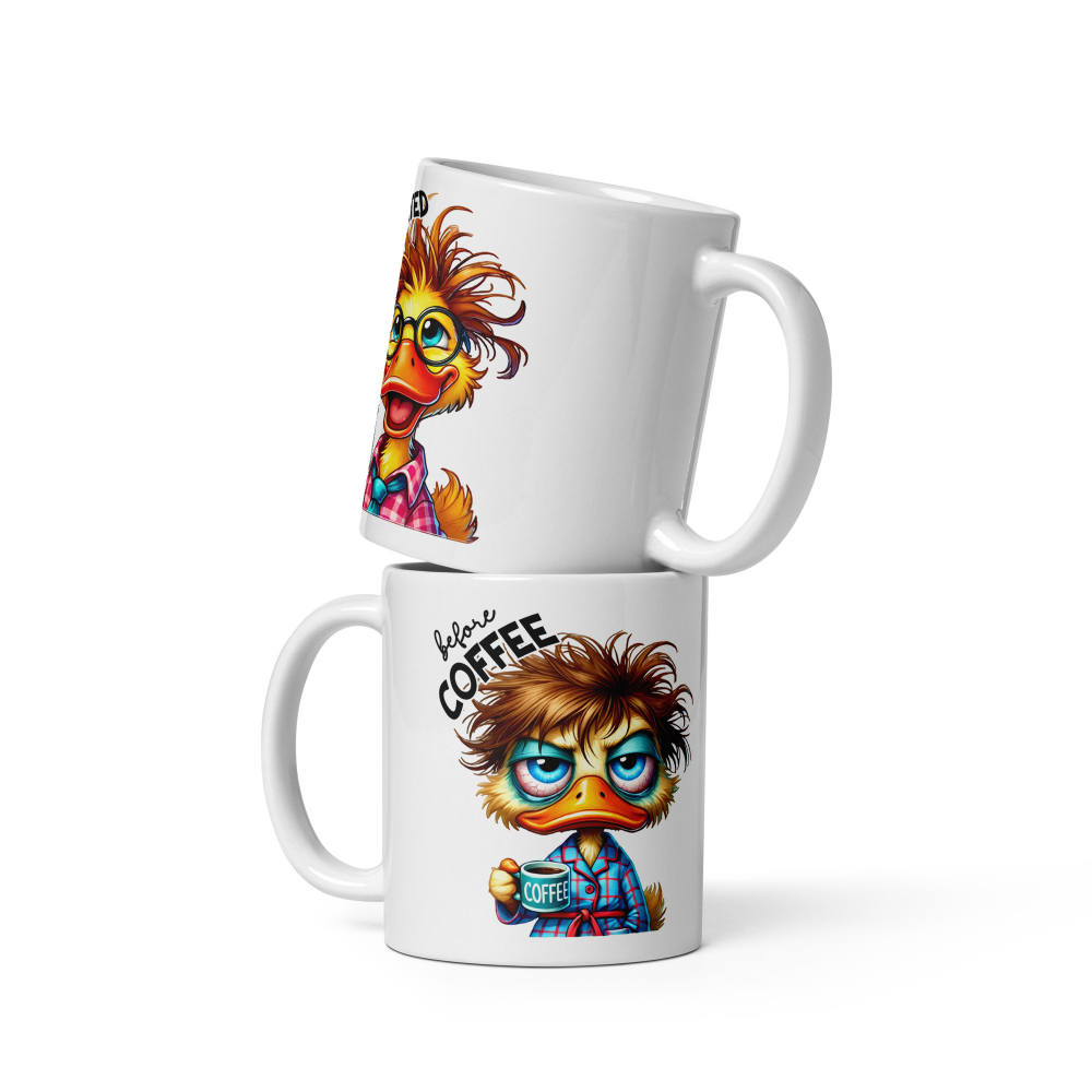Cana cu Doua Fete, 330 ml, ceramica – Starea sincera dinainte și de după cafea,  [2]