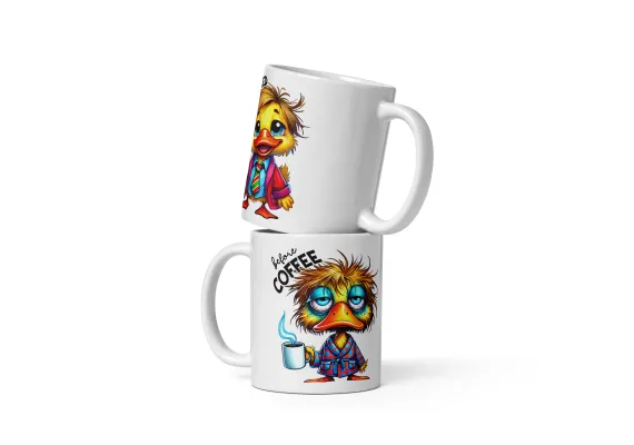 Cana cu Doua Fete, 330 ml, ceramica – Starea sincera dinainte și de după cafea,  [1]