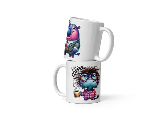 Cana cu Doua Fete, 330 ml, ceramica – Starea sincera dinainte și de după cafea,  [1]