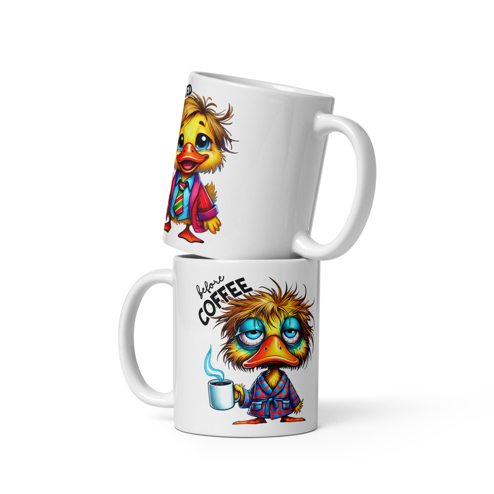 Cana cu Doua Fete, 330 ml, ceramica – Starea sincera dinainte și de după cafea,  [2]