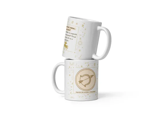 Cana personalizata „Sagetator – Aventurier si Optimist” – 11 oz. 330ml  [1]