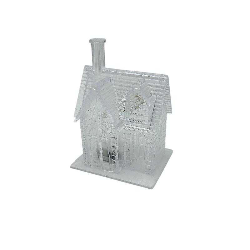 Casuta decorativa transparenta cu lumini LED, baterii incluse, 11x8x6cm [3]