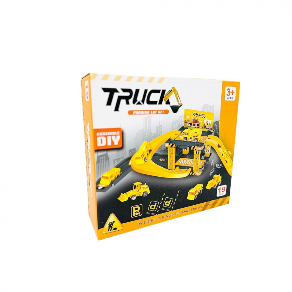 Circuit cu masinute, model Truck Parking Lot Set, 19piese, 23×20.5×6.5cm, +3ani, [1]