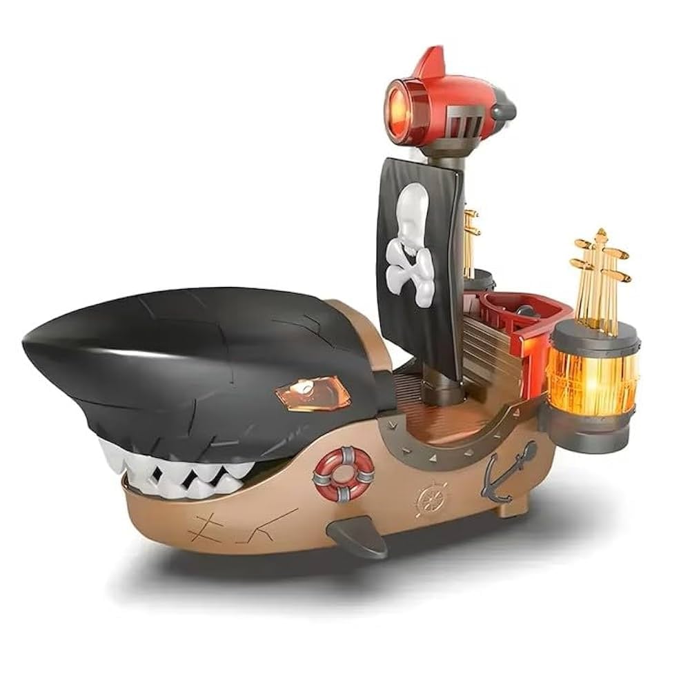 Corabie pirat Mecha Shark 22x13x17 cm cu lumini si muzica, mers cu evitare obstacole, jucarie electrica [2]