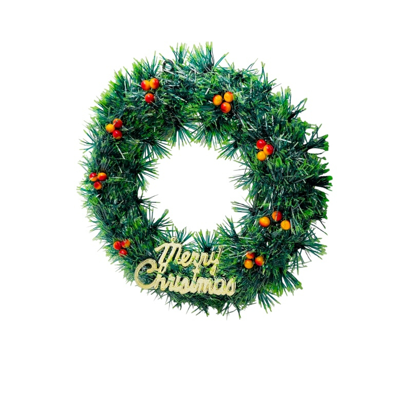 Coronita de Craciun artificiala 30 cm cu fructe decorative si mesaj auriu Merry Christmas [2]