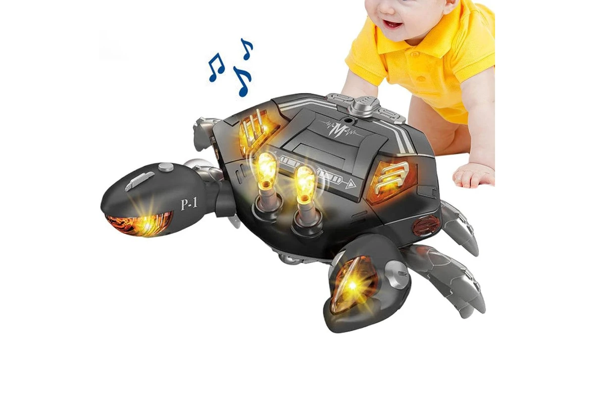 Crab robotic GEAR Mecha Walking cu lumini LED si muzica, jucarie electrica care merge singura, portocaliu/gri [5]