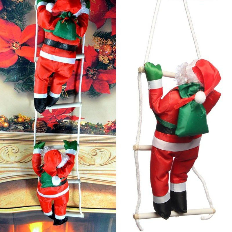 Doi Moși pe scară decorativă 85 cm – decor atârnabil de Crăciun [1]