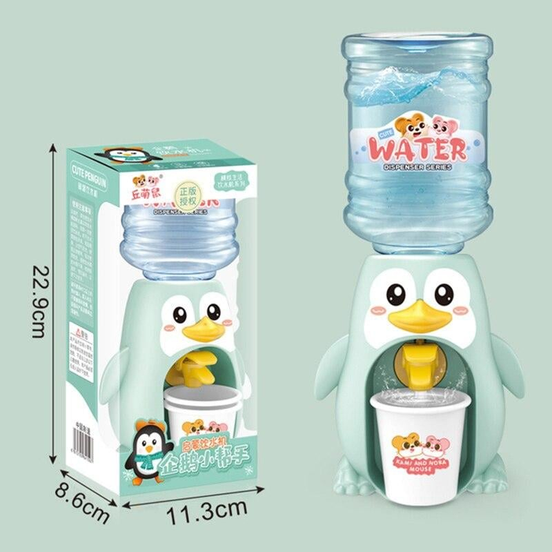 Dozator apa copii Pinguin verde menta, mini dispenser 22.9cm, 250ml, cu pahar inclus, jucarie interactiva 3+ [2]