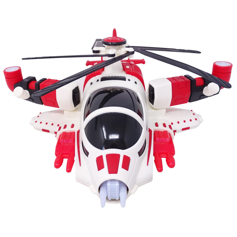 Elicopter jucarie Fighter High-Speed cu lumini LED si muzica, elice rotativa, mers auto cu evitare obstacole, rosu/alb [2]