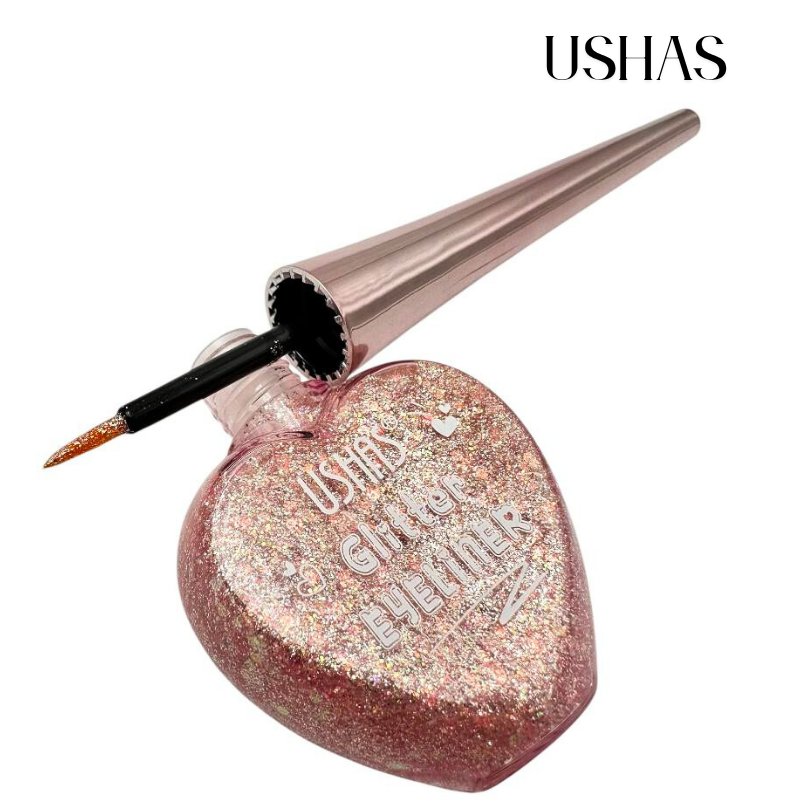 Eyeliner Glitter Ushas 02, 12g – Liner cu sclipici, ambalaj in forma de inima, efect glam, BaoBao [2]