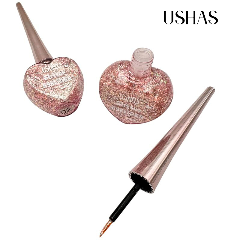 Eyeliner Glitter Ushas 02, 12g – Liner cu sclipici, ambalaj in forma de inima, efect glam, BaoBao [1]