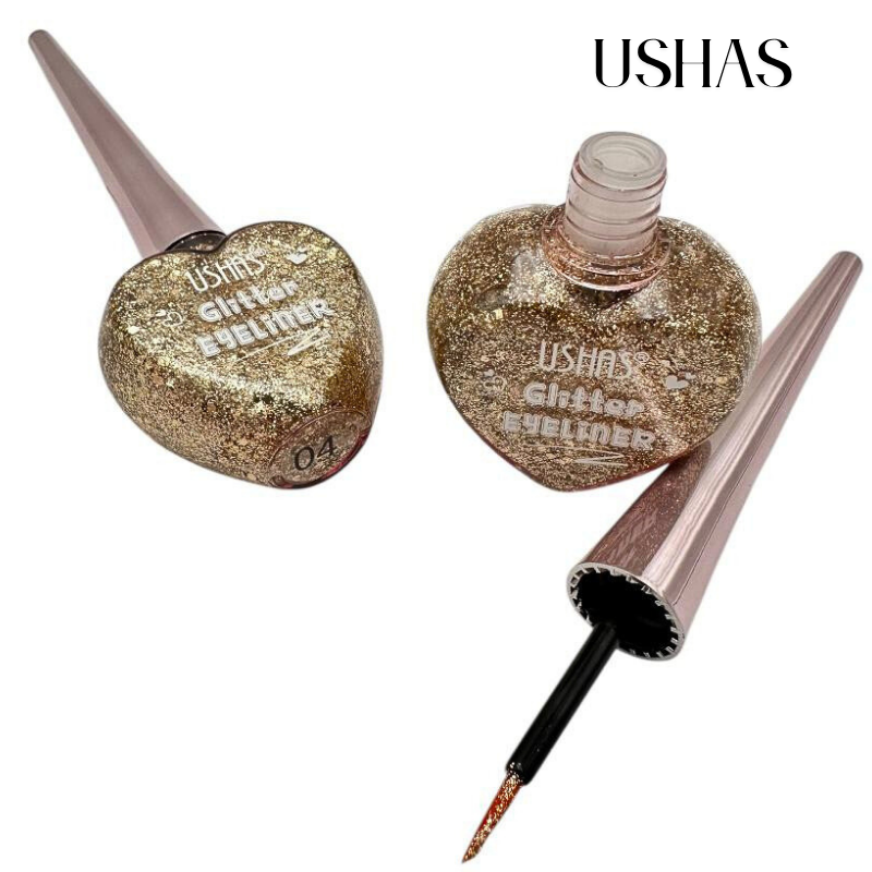 Eyeliner Glitter Ushas 04, 12g – Liner cu sclipici in ambalaj in forma de inima, look luminos si rafinat, BaoBao [2]