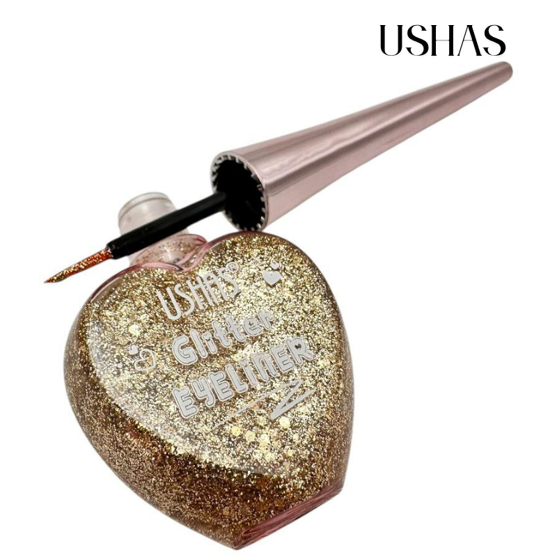 Eyeliner Glitter Ushas 04, 12g – Liner cu sclipici in ambalaj in forma de inima, look luminos si rafinat, BaoBao [1]