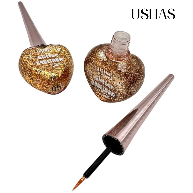 Eyeliner Glitter Ushas 05, 12g – Liner cu sclipici intens, ambalaj in forma de inima, efect stralucitor, BaoBao [2]
